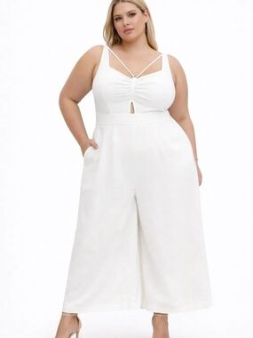 City Chic White Strappy Wide Leg Jumpsuit NWT Size 18 Plus Size Chic Minimalist